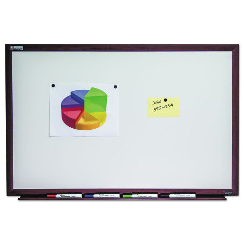 AbilityOne 7110016305171, SKILCRAFT Magnetic Porcelain Dry Erase Board, 48 x 36, White Surface, Brown Mahogany Frame