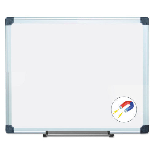 MasterVision Value Lacquered Steel Magnetic Dry Erase Board, 24 x 36, White Surface, Silver Aluminum Frame