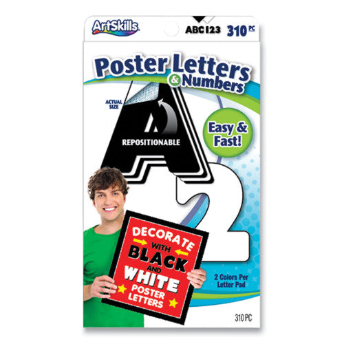 ArtSkills Black and White Poster Letters and Numbers, 10"h, 310/Pack