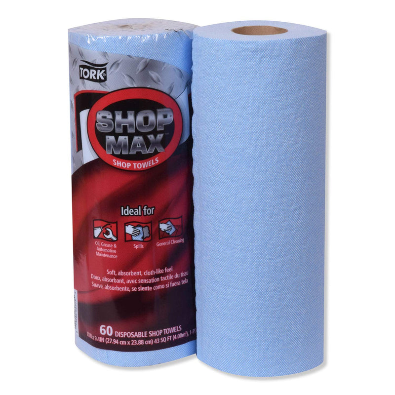 Tork ShopMax Heavy Duty Paper Shop Towel Blue, High Absorbency, 30 rolls x 60 Sheets, 450360