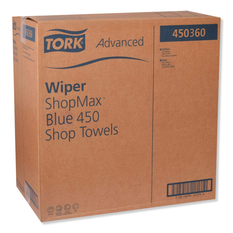 Tork ShopMax Heavy Duty Paper Shop Towel Blue, High Absorbency, 30 rolls x 60 Sheets, 450360