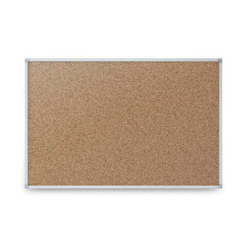 Mead Economy Cork Board with Aluminum Frame, 24 x 18, Tan Surface, Silver Aluminum Frame
